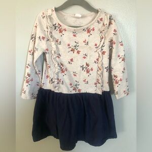 GAP Floral Ruffle Dress in Cream and Navy
